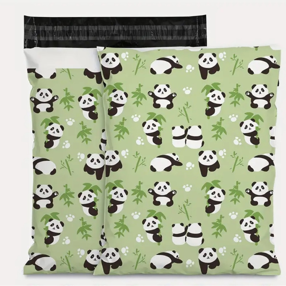 Green panda themed Office Shipping Supplies, Packaging polymailer Pack of 8